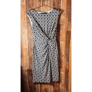Lauren Ralph Lauren‎ Dress Womens Size 4 Black White Geometric Twist Front